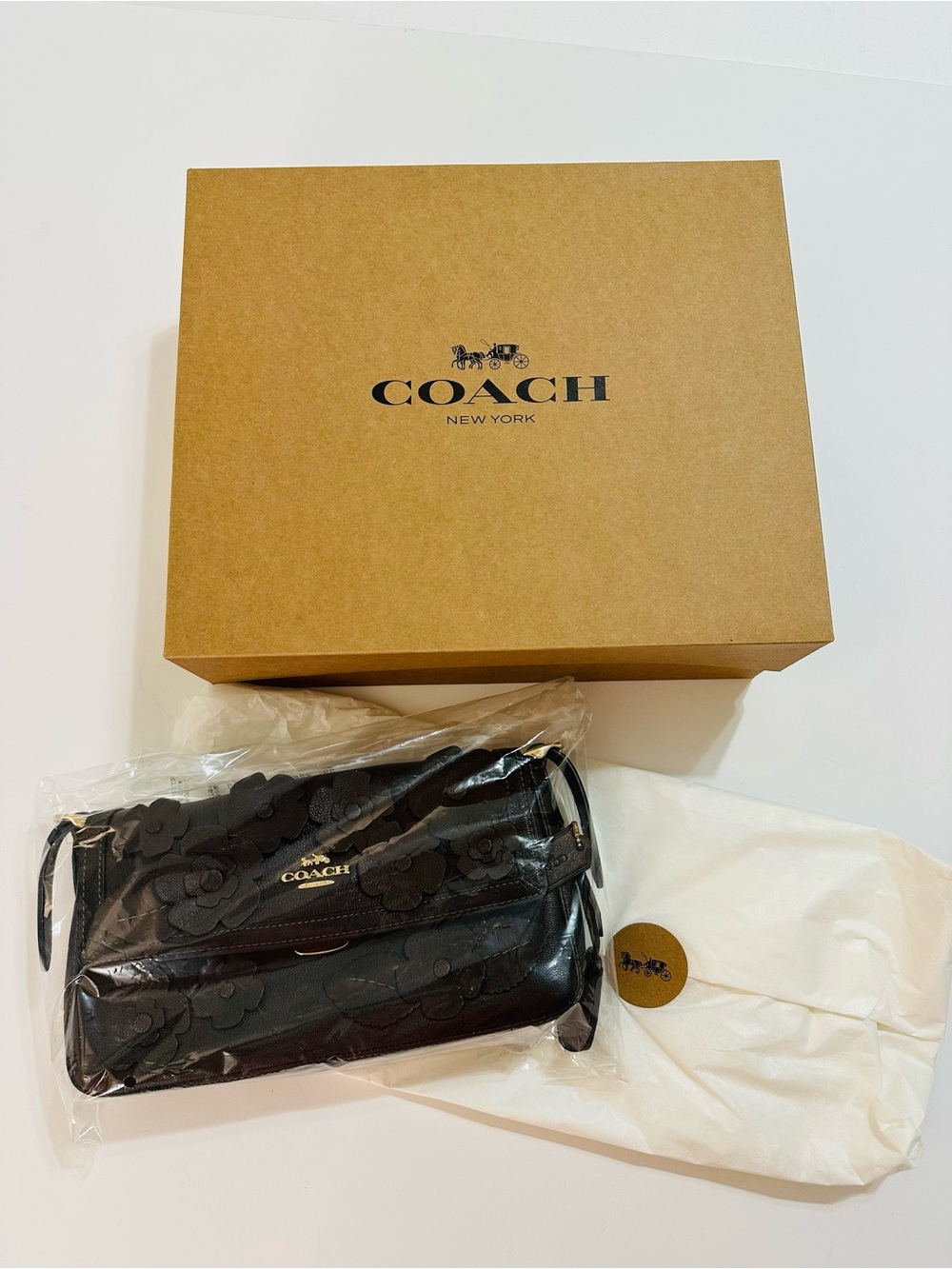 Coach Etta Small Flap Floral Appliqué Convertible Leather Shoulder Crossbody Bag - Picture 2 of 15